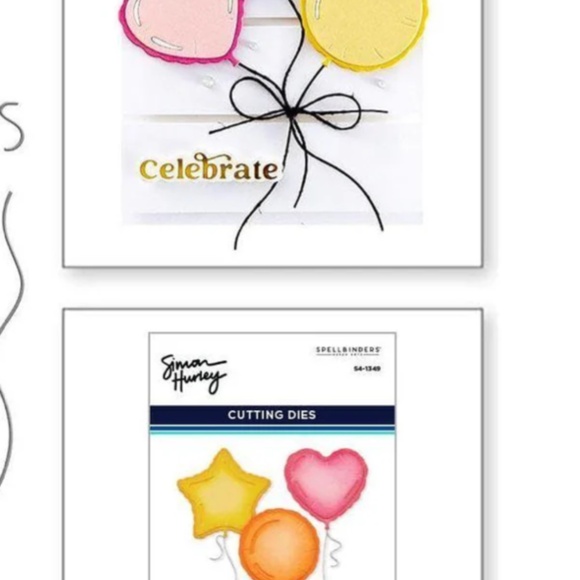 NWOT Spellbinders -Simon Hurley Party Balloons - 3D Embossing Folder - Picture 4 of 4